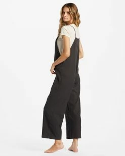 Billabong Beach Cruiser Wide-Leg Overalls OFF BLACK 1 (ob1) -billabong shop abjnp00234 billabongw ob1 bck1
