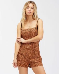 Billabong Wave Watch Short Overall Romper TOFFEE (tof)