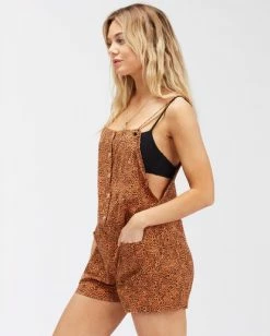 Billabong Wave Watch Short Overall Romper TOFFEE (tof) -billabong shop abjns00181 billabongw tof sd1 1