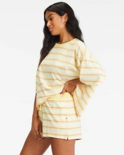 Billabong Feeling Free High-Waisted Knit Shorts PINA COLADA (pca) -billabong shop abjns00218 billabongw pca sd1 3