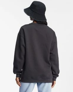 Billabong Golden Wonder Oversized Graphic Crewneck Sweatshirt OFF BLACK (ofb) -billabong shop abjsf00377 billabongw ofb bck1