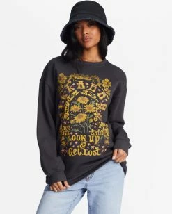 Billabong Golden Wonder Oversized Graphic Crewneck Sweatshirt OFF BLACK (ofb) -billabong shop abjsf00377 billabongw ofb frt1 1