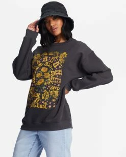 Billabong Golden Wonder Oversized Graphic Crewneck Sweatshirt OFF BLACK (ofb) -billabong shop abjsf00377 billabongw ofb sd1 1