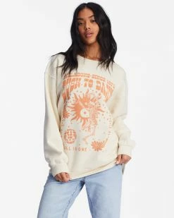 Billabong All Is One Graphic Crewneck Sweatshirt ANTIQUE WHITE (anw)