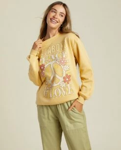 Billabong Peace And Love Crewneck Sweatshirt MELLOW DAZE (ygn0) -billabong shop abjsf00454 billabongw ygn0 frt1 1