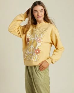 Billabong Peace And Love Crewneck Sweatshirt MELLOW DAZE (ygn0) -billabong shop abjsf00454 billabongw ygn0 sd1 1