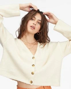 Billabong Short N Sweet Cropped Cardigan Sweater WHITE CAP (wcp) -billabong shop abjsw00121 billabongw wcp dtl1
