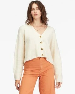 Billabong Short N Sweet Cropped Cardigan Sweater WHITE CAP (wcp)
