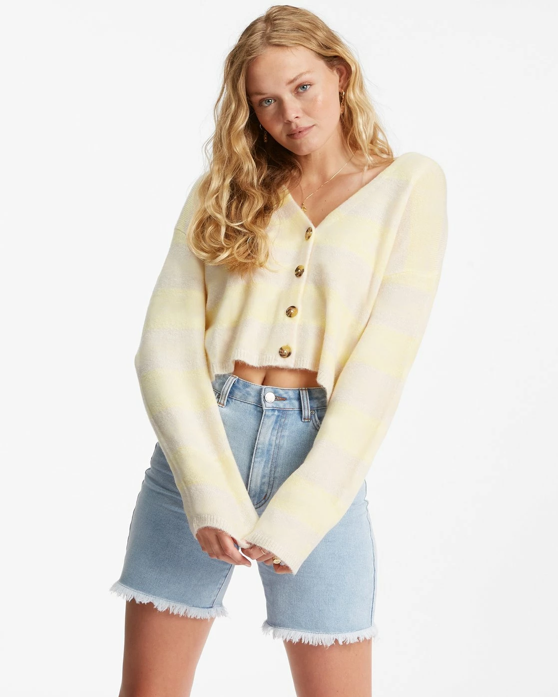 Billabong Short N Sweet Cropped Cardigan Sweater ICE CREAM (ycp0) 1 Billabong Short N Sweet Cropped Cardigan Sweater ICE CREAM (ycp0)
