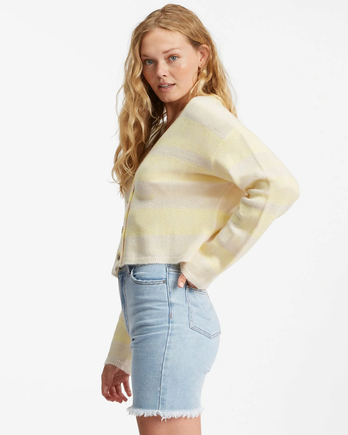 Billabong Short N Sweet Cropped Cardigan Sweater ICE CREAM (ycp0) 2 Billabong Short N Sweet Cropped Cardigan Sweater ICE CREAM (ycp0) - Image 2
