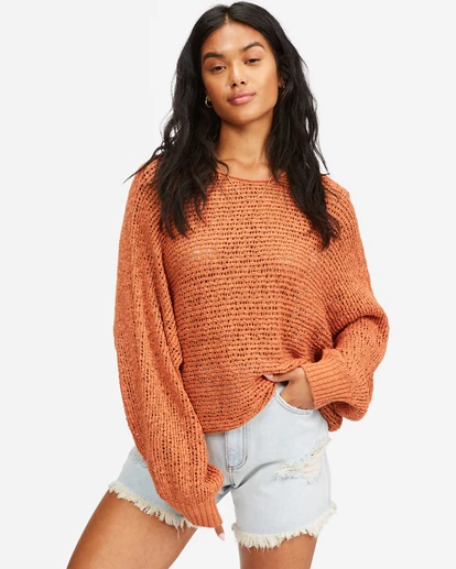 Billabong Forever Golden V-Neck Pullover Sweater TOFFEE (tof) 4 Billabong Forever Golden V-Neck Pullover Sweater TOFFEE (tof) - Image 4