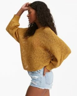 Billabong Forever Golden V-Neck Pullover Sweater SUNSET GOLD (ylm0) -billabong shop abjsw00171 billabongw ylm0 sd1 3
