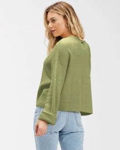 Billabong Short N Sweet 2 Cropped Cardigan Sweater AVOCADO (avo) 11 Billabong Short N Sweet 2 Cropped Cardigan Sweater AVOCADO (avo) -billabong shop abjsw00194 billabongw avo bck1 1