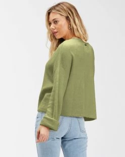 Billabong Short N Sweet 2 Cropped Cardigan Sweater AVOCADO (avo) 8 Billabong Short N Sweet 2 Cropped Cardigan Sweater AVOCADO (avo) -billabong shop abjsw00194 billabongw avo bck1