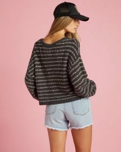 Billabong She's A Trip Crewneck Sweater OFF BLACK 1 (ob1) -billabong shop abjsw00201 billabongw ob1 bck1