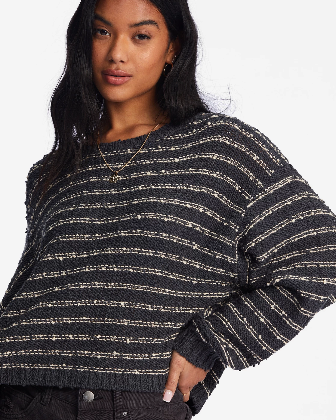 Billabong She's A Trip Crewneck Sweater OFF BLACK 1 (ob1) 4 Billabong She's A Trip Crewneck Sweater OFF BLACK 1 (ob1) - Image 4