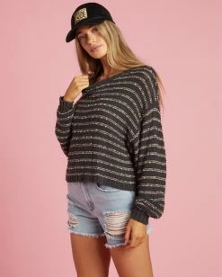 Billabong She's A Trip Crewneck Sweater OFF BLACK 1 (ob1) -billabong shop abjsw00201 billabongw ob1 sd1 1