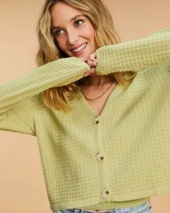 Billabong Point Her Out Cropped Cardigan Sweater AGAVE (aga) -billabong shop abjsw00203 billabongw aga dtl2