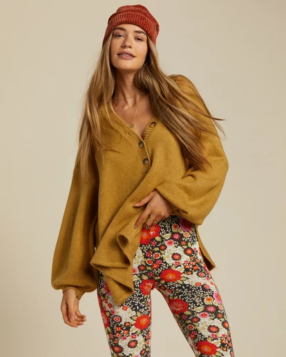 Billabong Sol Chasing Tunic Sweater GREEN ENVY (ylf0) 4 Billabong Sol Chasing Tunic Sweater GREEN ENVY (ylf0) - Image 4