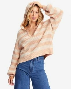 Billabong Mas Amor Hooded V-Neck Sweater NUDE MOOD (thb0) -billabong shop abjsw00212 billabongw thb0 frt1 1