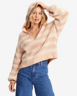 Billabong Mas Amor Hooded V-Neck Sweater NUDE MOOD (thb0)