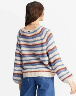 Billabong No Brainer V-Neck Pullover Sweater INDIGO LOVE (bng0) -billabong shop abjsw00216 billabongw bng0 bck1