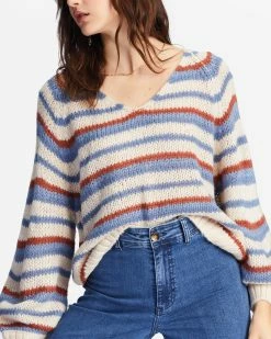 Billabong No Brainer V-Neck Pullover Sweater INDIGO LOVE (bng0) -billabong shop abjsw00216 billabongw bng0 dtl1