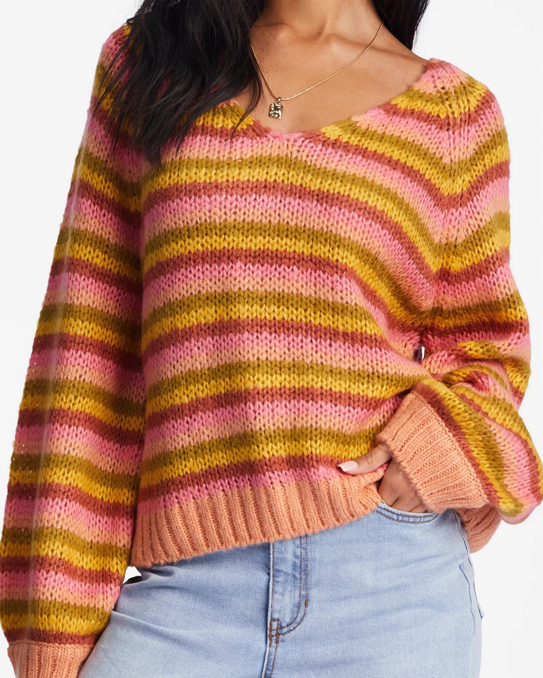 Billabong No Brainer V-Neck Pullover Sweater CANYON SUNSET (nhy0) 4 Billabong No Brainer V-Neck Pullover Sweater CANYON SUNSET (nhy0) - Image 4