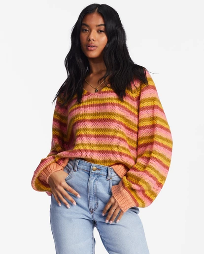 Billabong No Brainer V-Neck Pullover Sweater CANYON SUNSET (nhy0) 5 Billabong No Brainer V-Neck Pullover Sweater CANYON SUNSET (nhy0) - Image 5