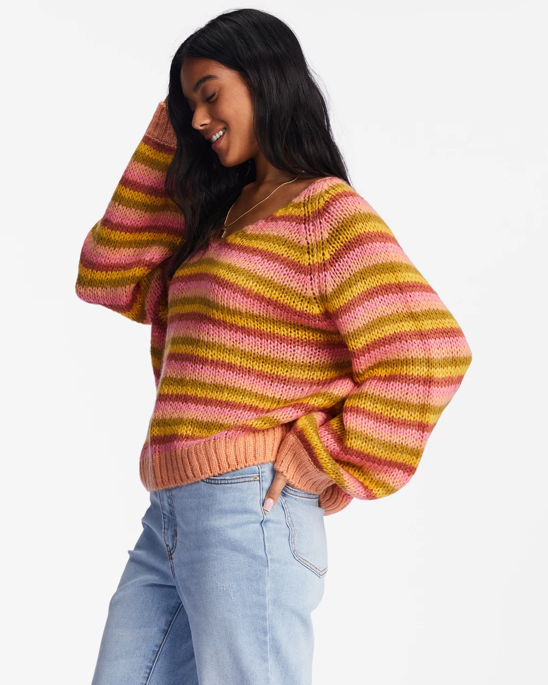 Billabong No Brainer V-Neck Pullover Sweater CANYON SUNSET (nhy0) 2 Billabong No Brainer V-Neck Pullover Sweater CANYON SUNSET (nhy0) - Image 2