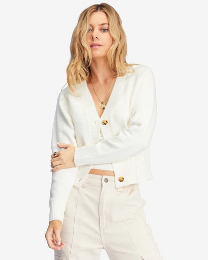 Billabong Paired Up Button-Front Cardigan ANTIQUE WHITE (anw) 6 Billabong Paired Up Button-Front Cardigan ANTIQUE WHITE (anw) - Image 6