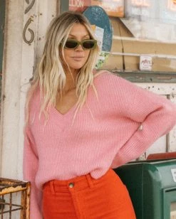 Billabong No Where Else V-Neck Sweater PINK SKIES (mfr0) 10 Billabong No Where Else V-Neck Sweater PINK SKIES (mfr0) -billabong shop abjsw00222 billabongl mfr0 frt1 1