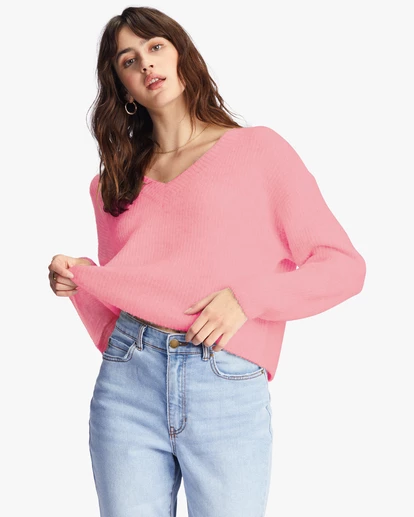 Billabong No Where Else V-Neck Sweater PINK SKIES (mfr0) 6 Billabong No Where Else V-Neck Sweater PINK SKIES (mfr0) - Image 6