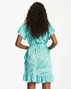 Billabong Wrap And Roll Woven Dress TROPICAL GREEN (gmc0) -billabong shop abjwd00247 billabongw gmc0 bck1 2