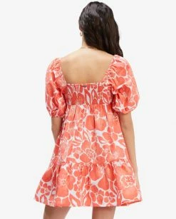 Billabong Be Mine Babydoll Dress ORANGE CRUSH (ocu) -billabong shop abjwd00253 billabongw ocu bck1 1