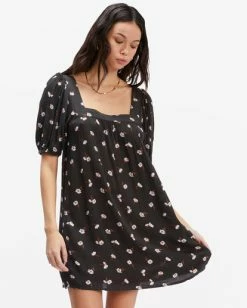 Billabong Bay Side Babydoll Dress OFF BLACK (ofb) -billabong shop abjwd00337 billabongw ofb frt1 1