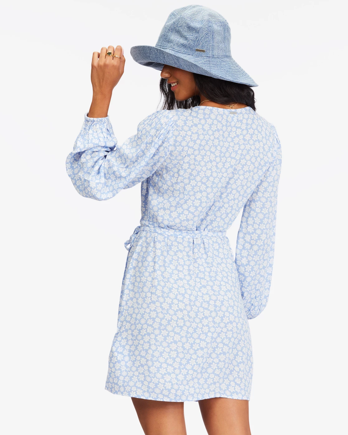 Billabong Spring Romance Mini Wrap Dress BABY BLUES (bzr0) 3 Billabong Spring Romance Mini Wrap Dress BABY BLUES (bzr0) - Image 3