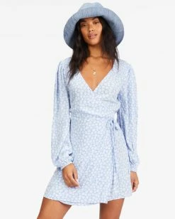 Billabong Spring Romance Mini Wrap Dress BABY BLUES (bzr0) 9 Billabong Spring Romance Mini Wrap Dress BABY BLUES (bzr0) -billabong shop abjwd00354 billabongw bzr0 frt1 1