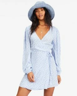 Billabong Spring Romance Mini Wrap Dress BABY BLUES (bzr0)