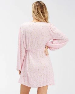 Billabong Spring Romance Mini Wrap Dress PINK LADY (mee0) -billabong shop abjwd00354 billabongw mee0 bck1