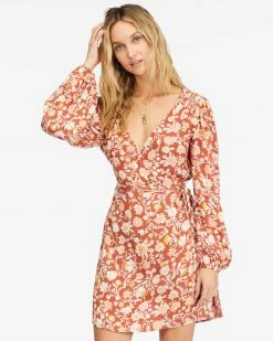 Billabong Spring Romance Mini Wrap Dress RED CLAY (rcl) 7 Billabong Spring Romance Mini Wrap Dress RED CLAY (rcl) -billabong shop abjwd00354 billabongw rcl frt1