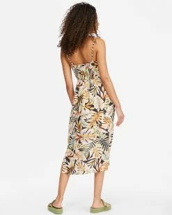 Billabong Venice Babe Midi Slip Dress BLACK 2 (bk2) -billabong shop abjwd00355 billabongw bk2 bck1