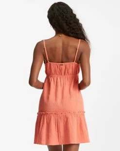 Billabong Wave After Wave Babydoll Mini Dress ROSE CLAY (nmh0) -billabong shop abjwd00360 billabongw nmh0 bck1