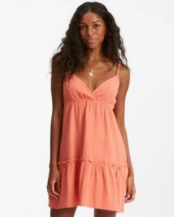 Billabong Wave After Wave Babydoll Mini Dress ROSE CLAY (nmh0) -billabong shop abjwd00360 billabongw nmh0 frt1 1