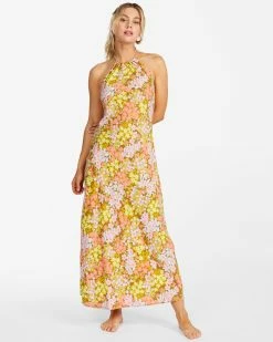Billabong Retro Romance Halter Dress MOSS (mos)