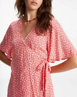 Billabong All For You Mini Wrap Dress FUEGO (fue) -billabong shop abjwd00433 billabongw fue dtl1