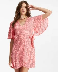 Billabong All For You Mini Wrap Dress FUEGO (fue) -billabong shop abjwd00433 billabongw fue frt1 1