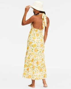 Billabong Feelin Retro Halter Maxi Dress SALT CRYSTAL (scs) -billabong shop abjwd00463 billabongw scs bck1