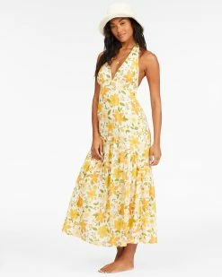Billabong Feelin Retro Halter Maxi Dress SALT CRYSTAL (scs) -billabong shop abjwd00463 billabongw scs sd1