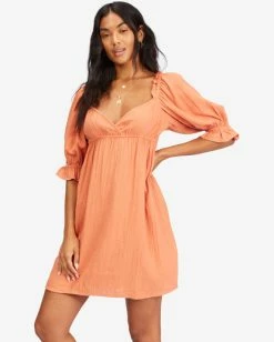 Billabong Perfect Paradise Babydoll Dress TERRACOTTA (tca) -billabong shop abjwd00466 billabongw tca frt1 1